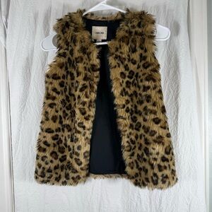 Cherokee Cheetah Leopard Animal Print Faux Fur Vest Girls Size Medium